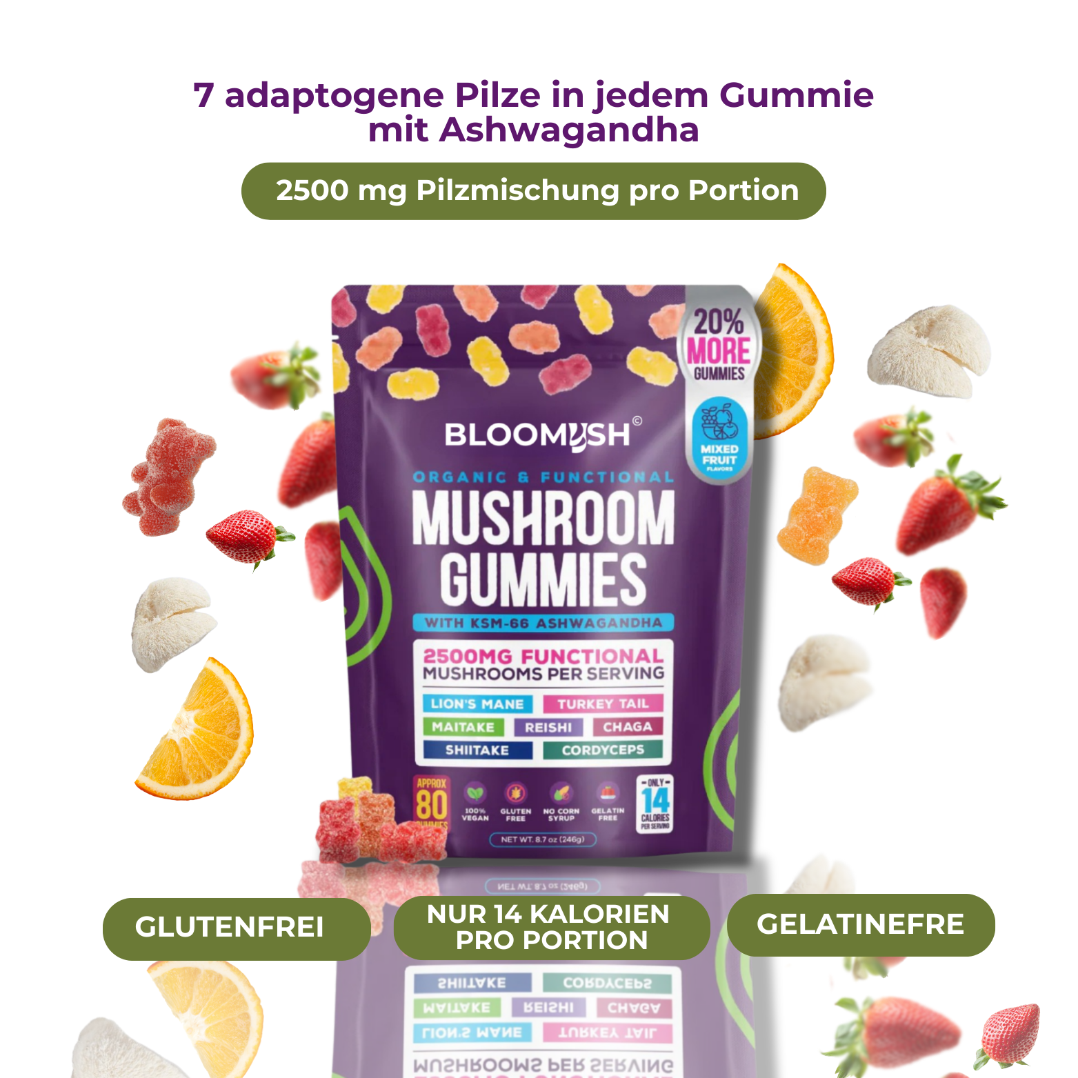 Funktionelle Bio Gummies mit Pilzen und Ashwagandha – BLOOMYSH